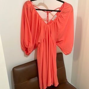 Boutique low cut dress coral color